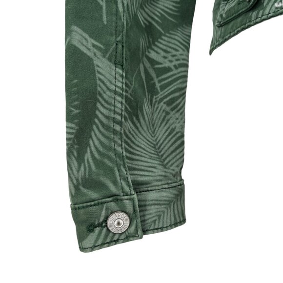 LulaRoe Women's Flap Pockets Button Leaves Pattern Stretch Green Jacket Size S - Picture 7 of 12
